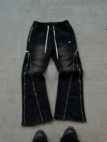 Riolio Y2K Retro Zipper Decoration Sweatpants Pants Streetwear Baggy Casual Pants Men Women Harajuku Hip Hop Letter Jogging Trousers
